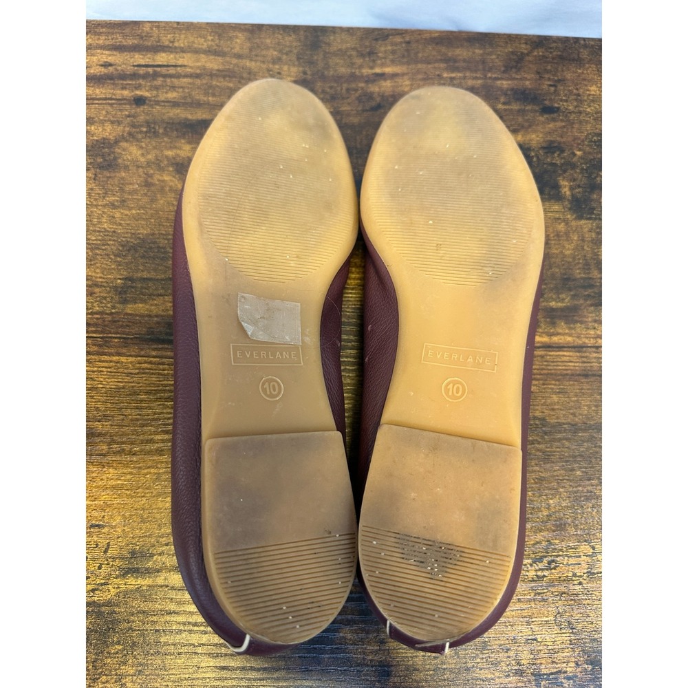 Everlane The Day Glove Burgundy Leather Ballet Flats Womens Size 10 Shoes Italy - Picture 8 of 10